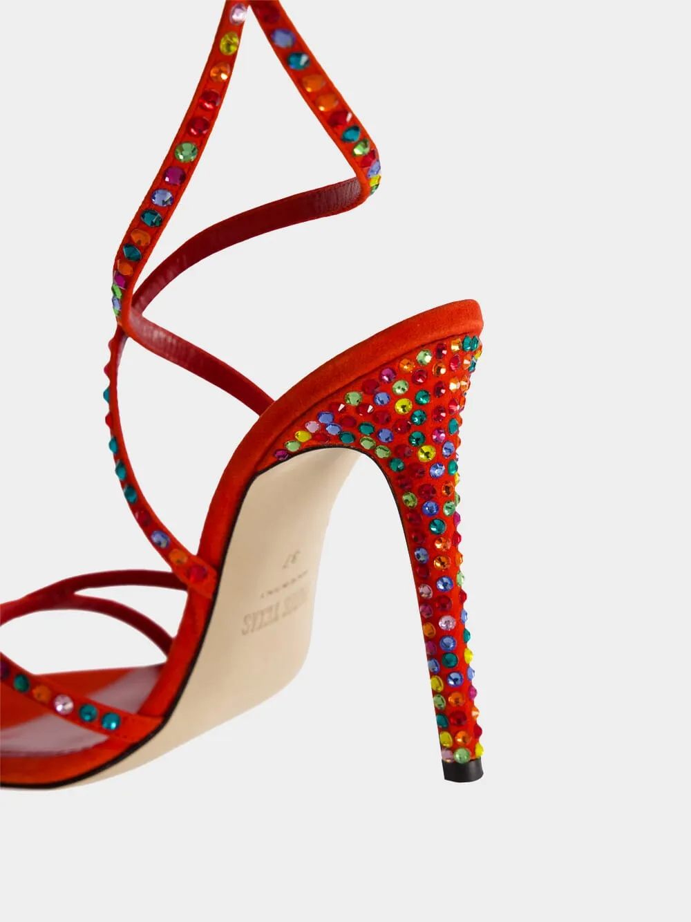 Holly Zoe Orange 105mm Leather Sandals