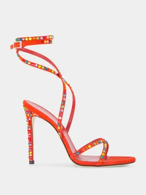Holly Zoe Orange 105mm Leather Sandals