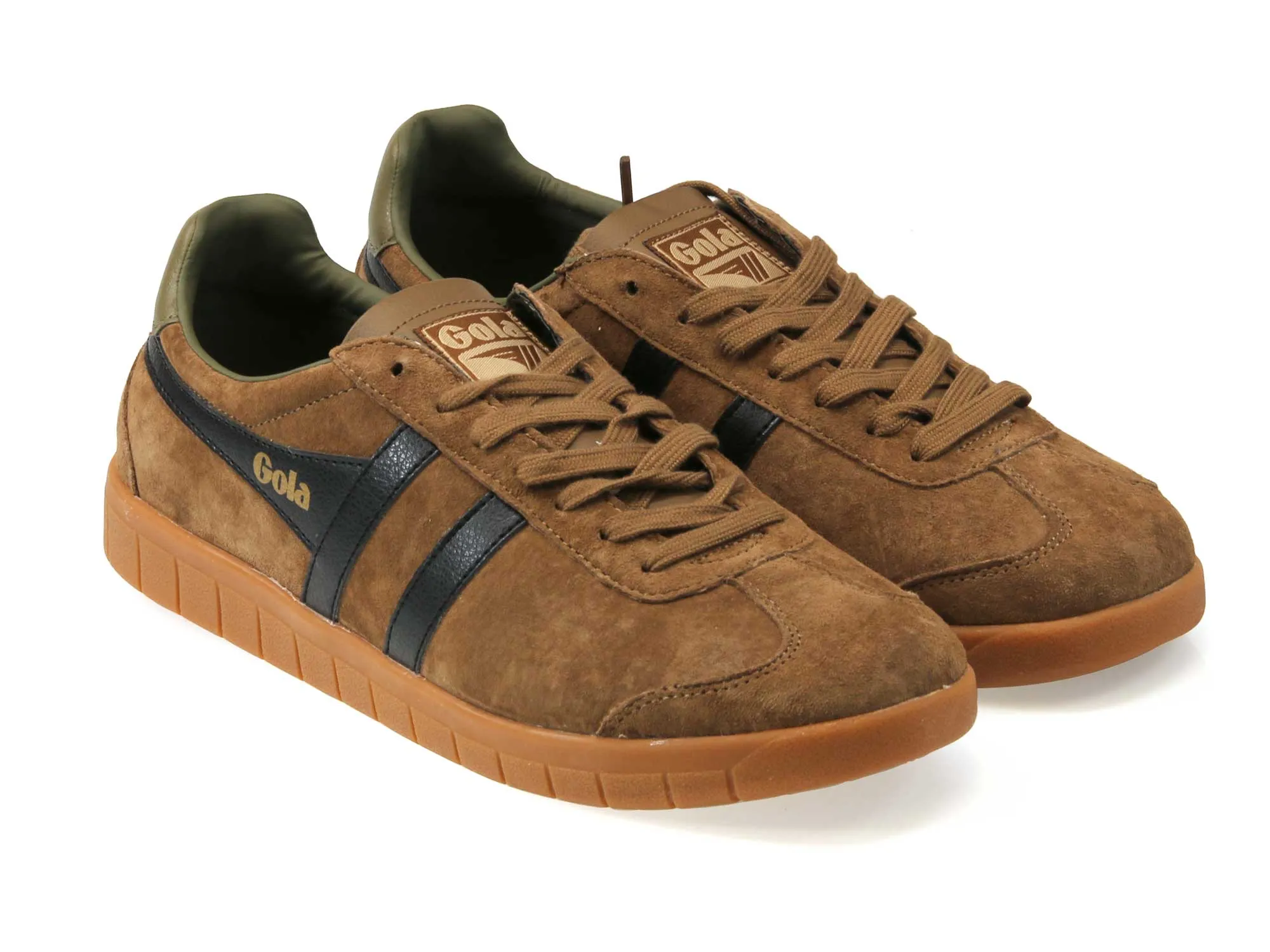 Hurricane Mens Light Brown Black Suede Classic Trainers