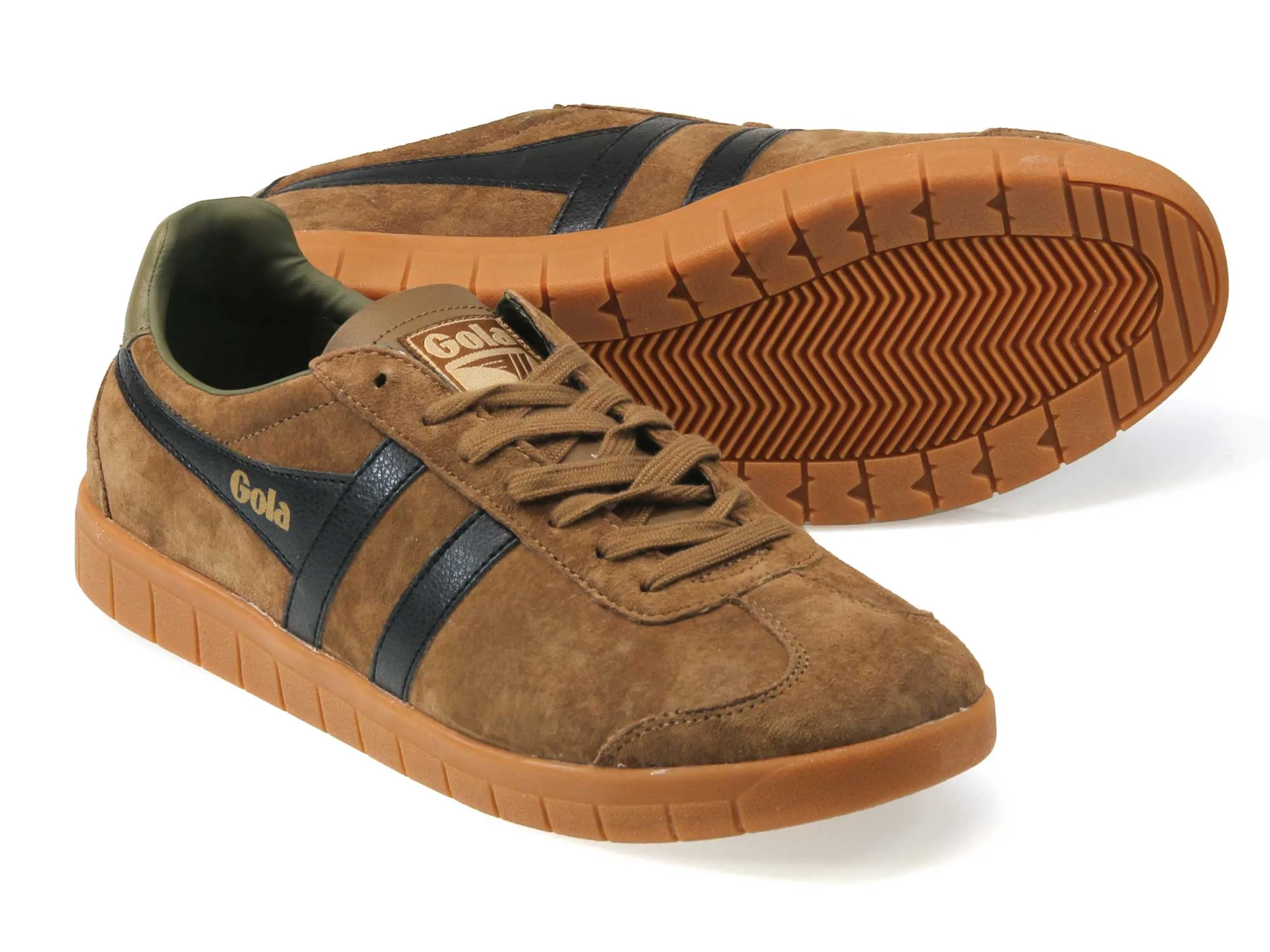Hurricane Mens Light Brown Black Suede Classic Trainers