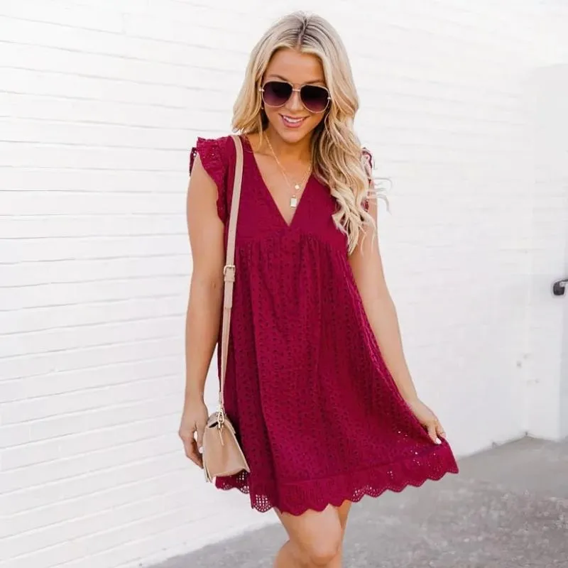 Isabella™ | Mini Dress with Eyelet Embroidery