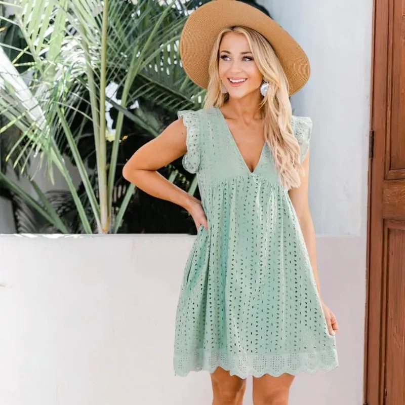 Isabella™ | Mini Dress with Eyelet Embroidery