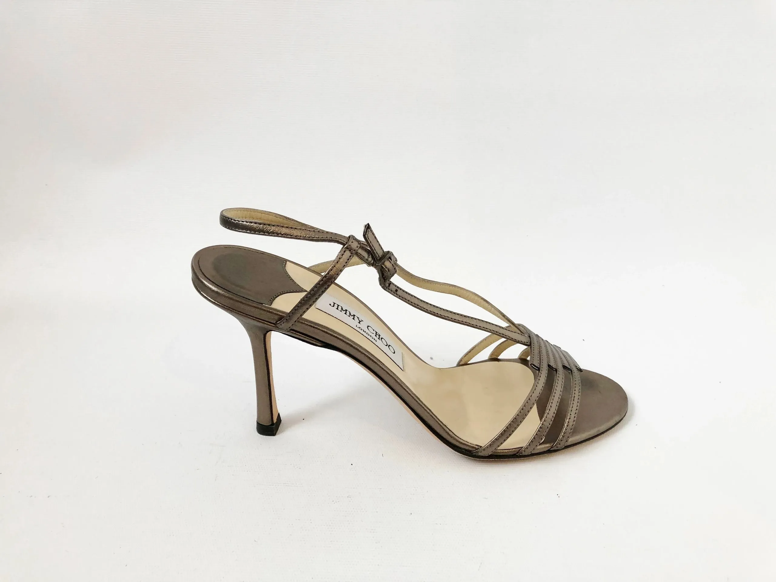 Jimmy Choo Pewter High-Heel Sandal Size 40.5 It (10.5 Us)
