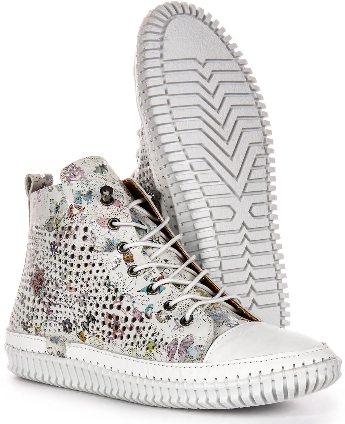 Justinreess England Nexa Hi In White Floral For Women | Secret Sale