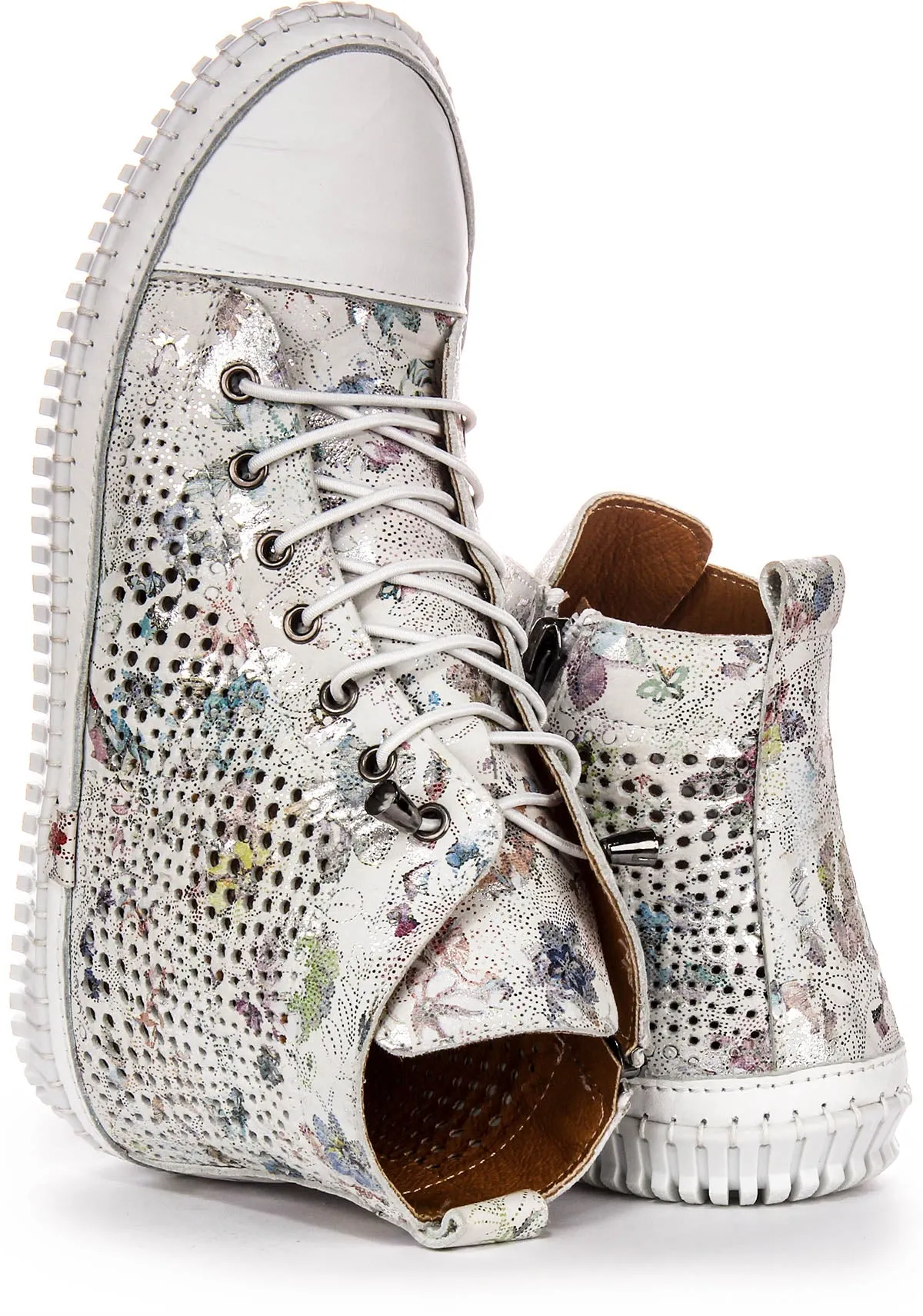 Justinreess England Nexa Hi In White Floral For Women | Secret Sale