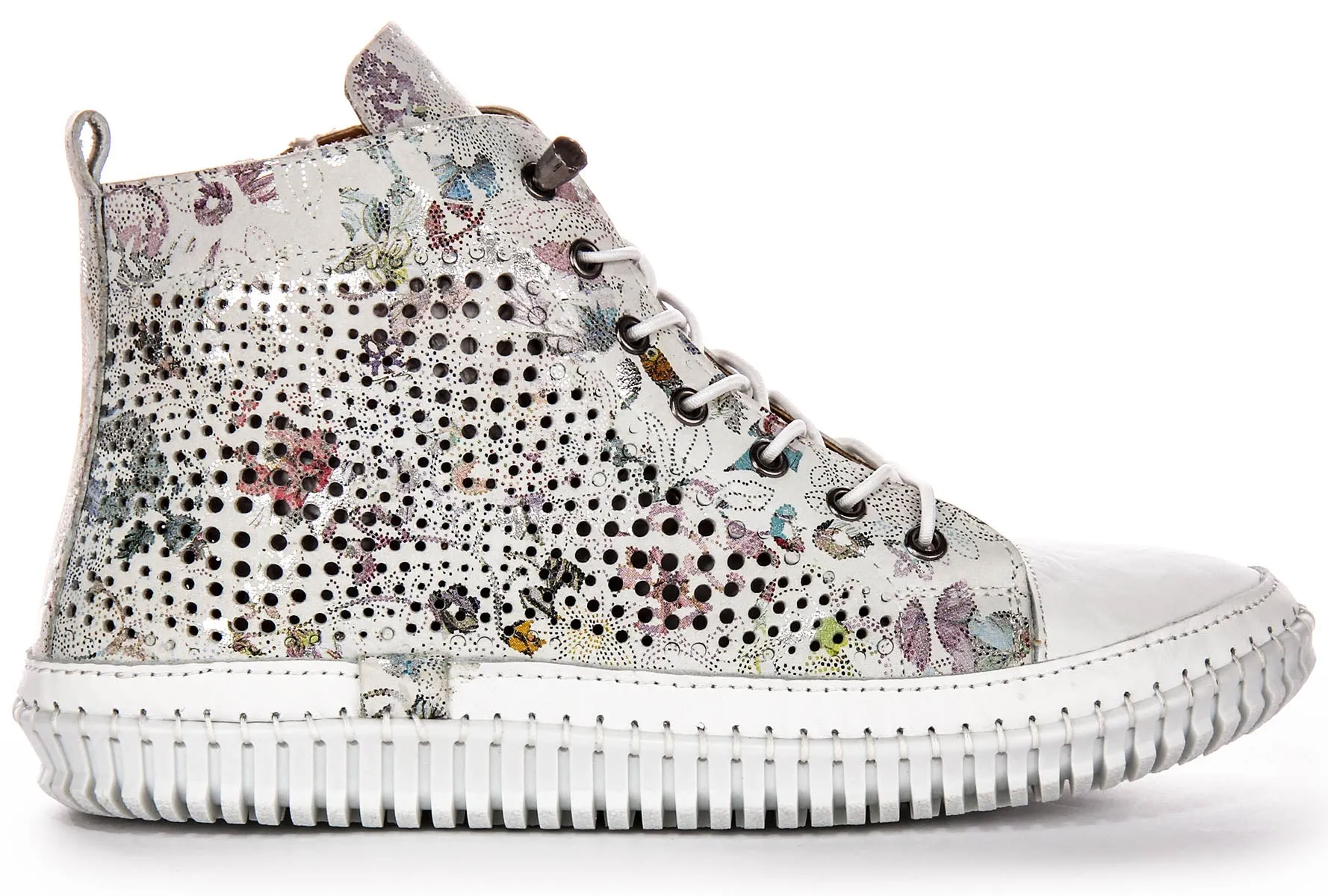 Justinreess England Nexa Hi In White Floral For Women | Secret Sale