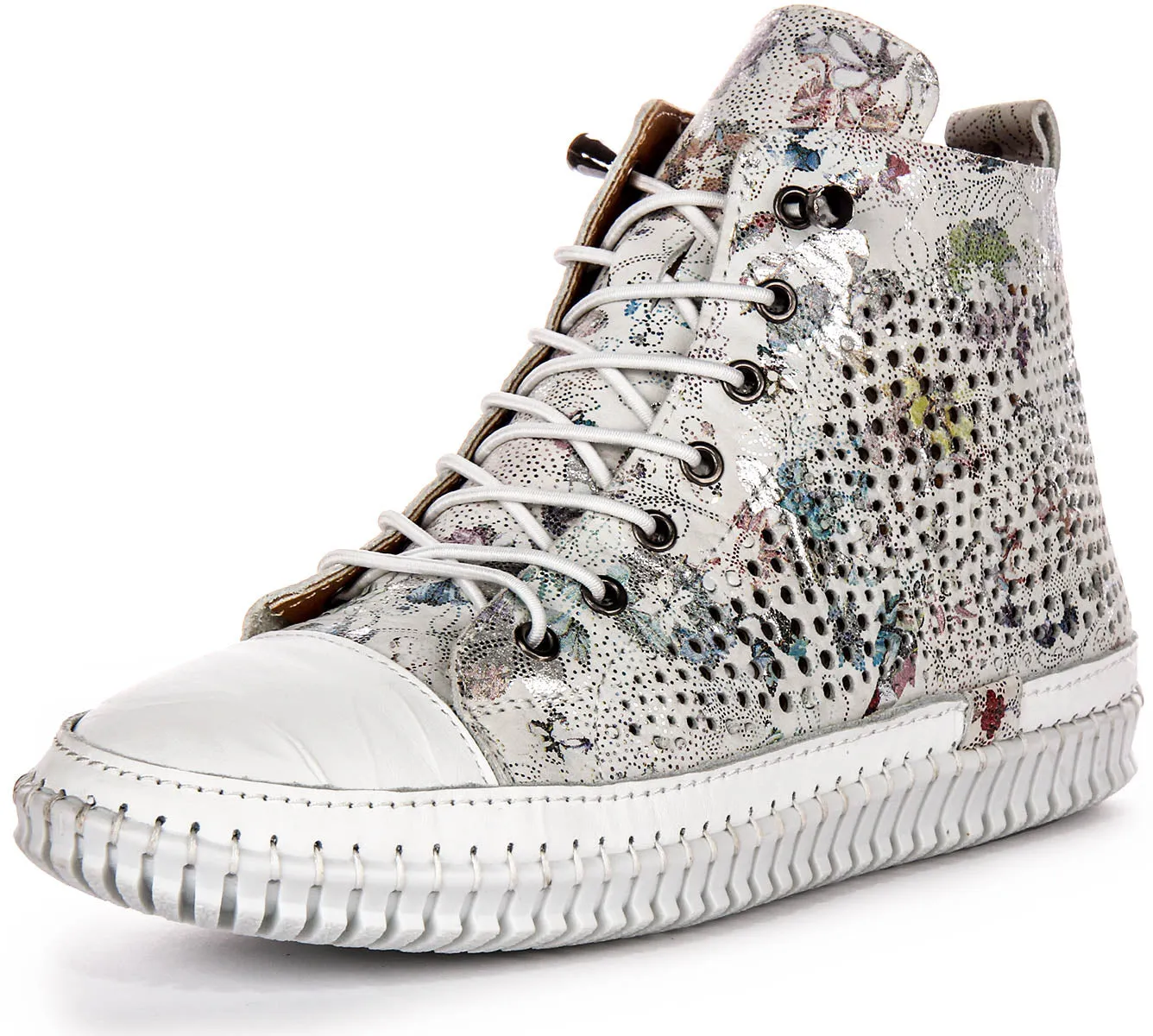 Justinreess England Nexa Hi In White Floral For Women | Secret Sale