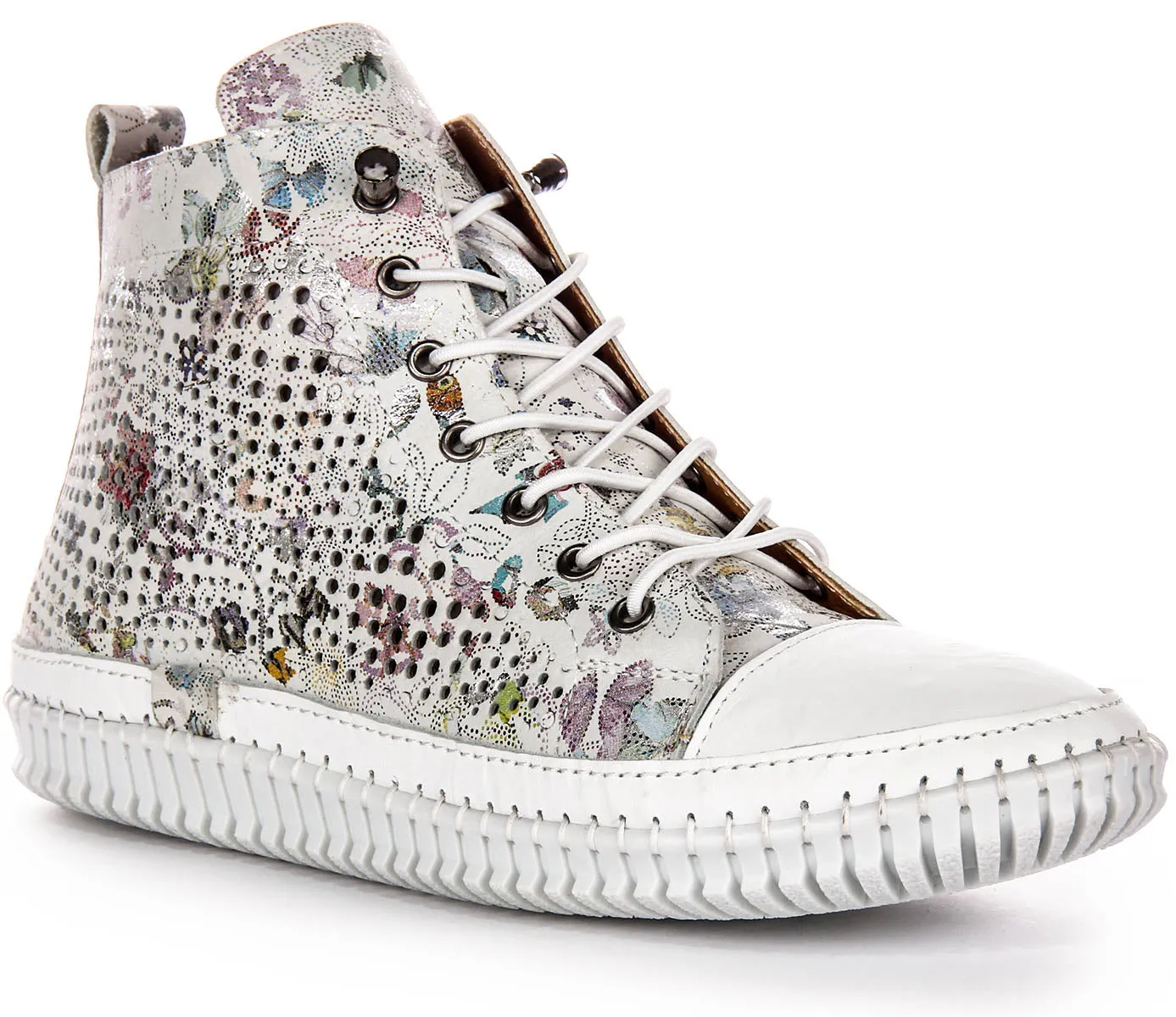 Justinreess England Nexa Hi In White Floral For Women | Secret Sale