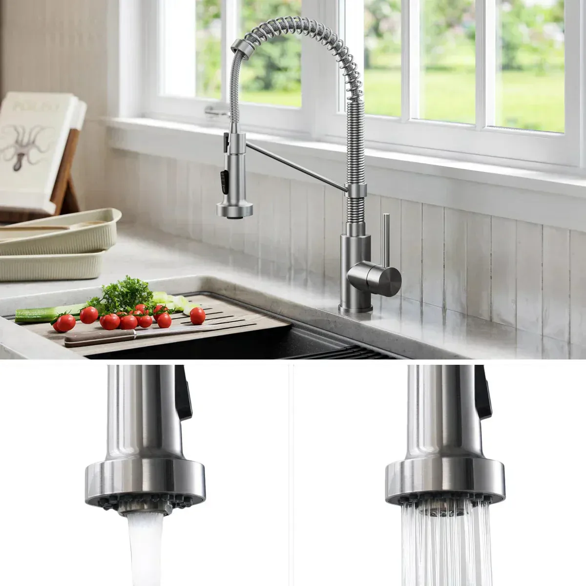 KRAUS 32" Undermount Single Bowl Granite Kitchen Sink with Commercial Kitchen Faucet