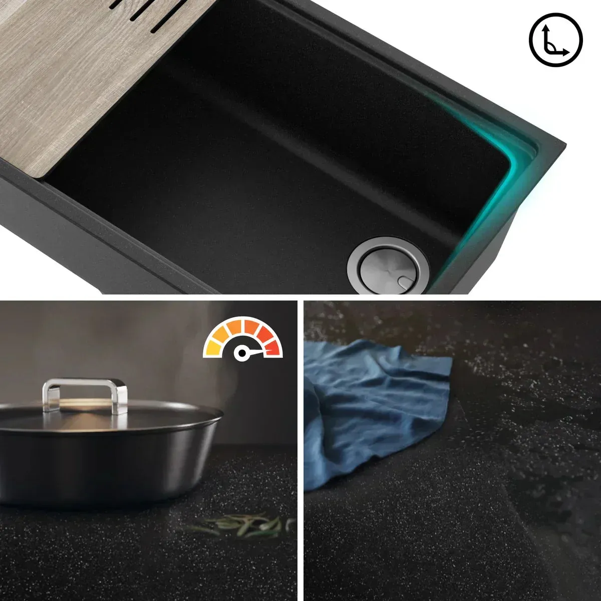 KRAUS 32" Undermount Single Bowl Granite Kitchen Sink with Commercial Kitchen Faucet