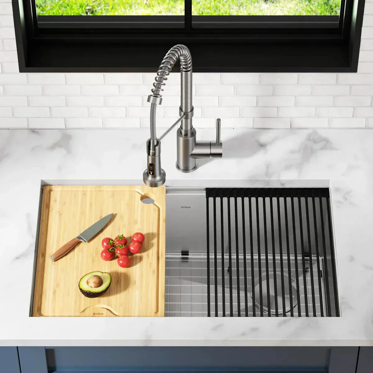 KRAUS Undermount Workstation Sink with Pull-Down Kitchen Faucet