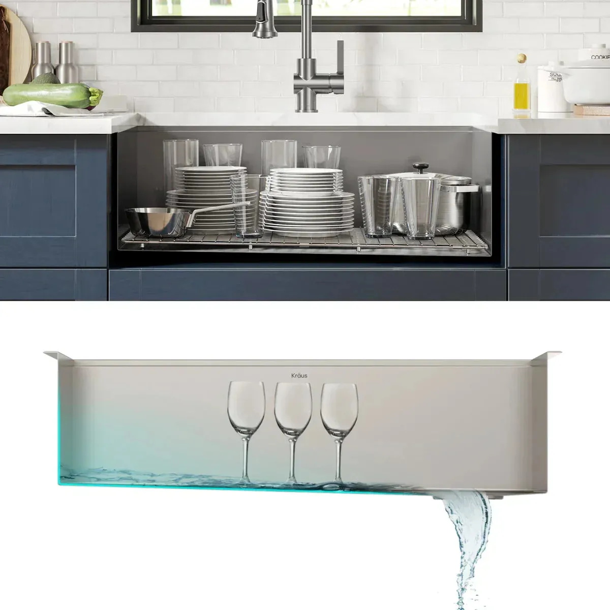 KRAUS Undermount Workstation Sink with Pull-Down Kitchen Faucet