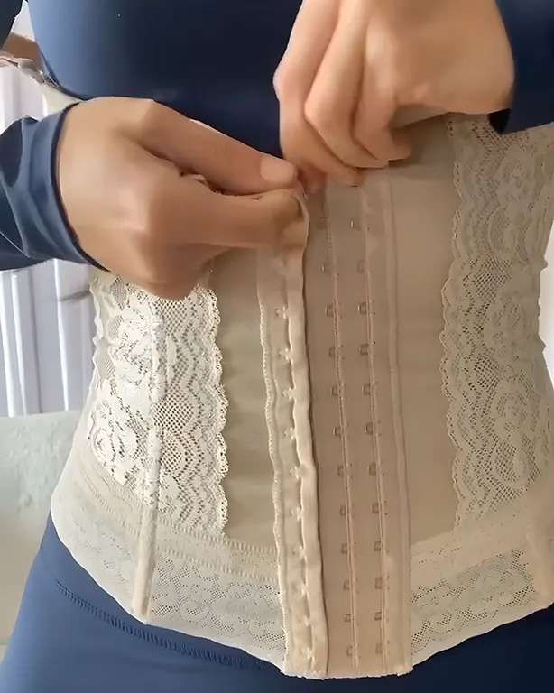 Lace Hook Eye Waist Trainer with Straps