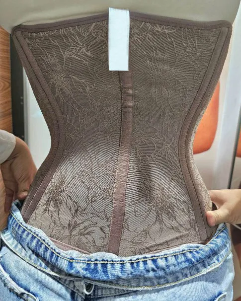 Lace Printed Steel Bone Abdomen Control Waist Trainer