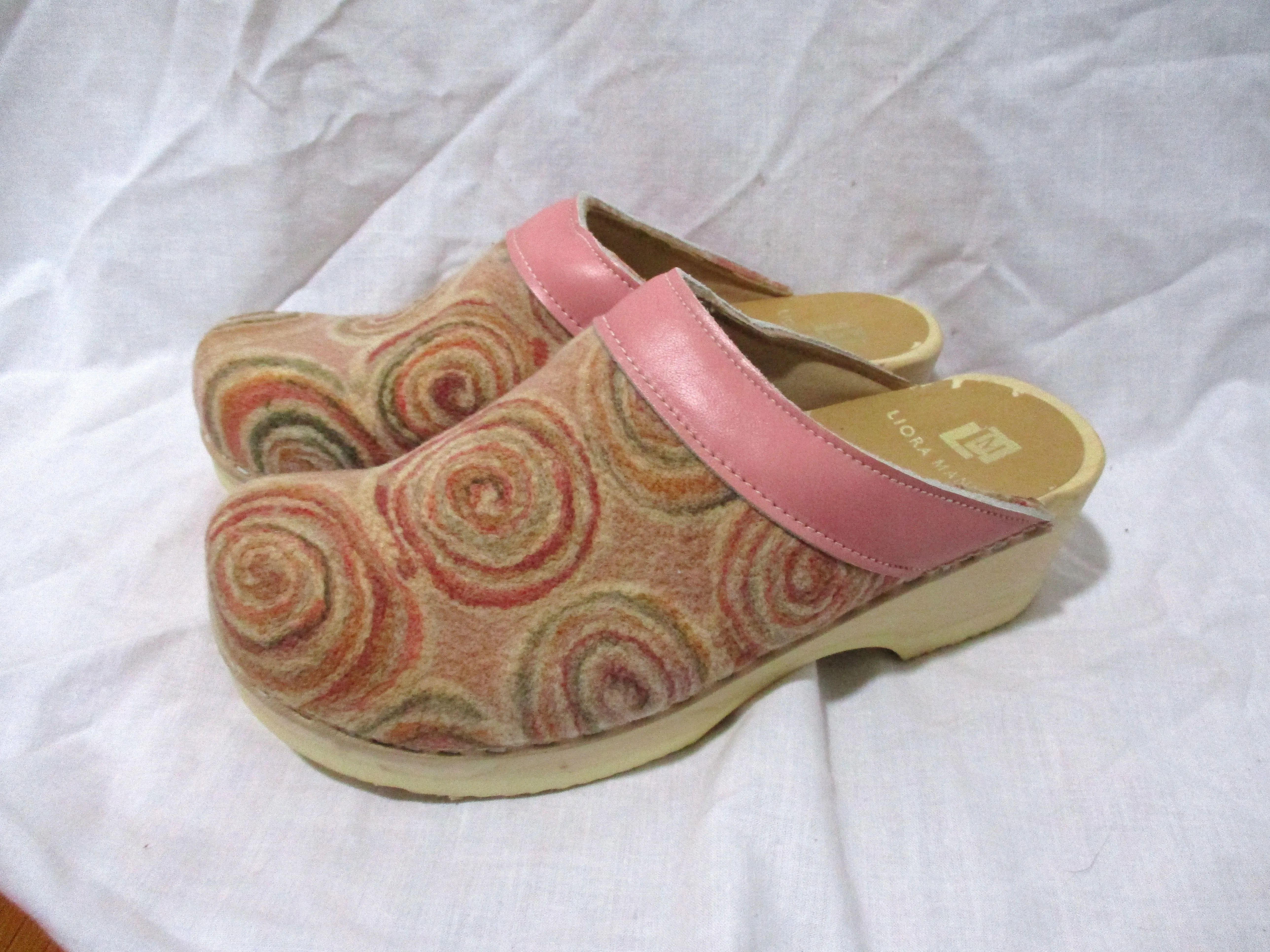 LIORA MANNE Leather Clog Shoe Slip-On Mule PINK SWIRL 37