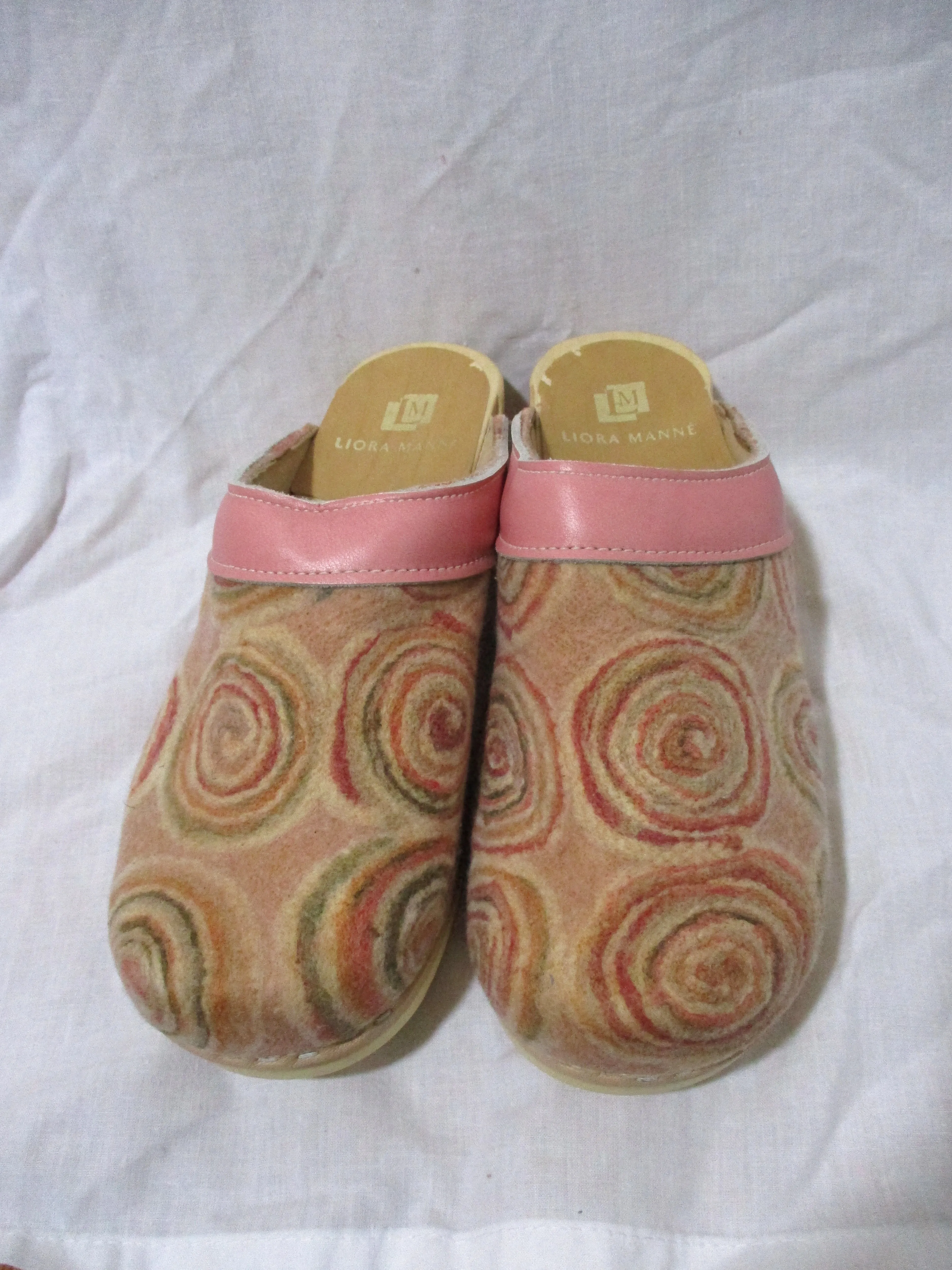 LIORA MANNE Leather Clog Shoe Slip-On Mule PINK SWIRL 37