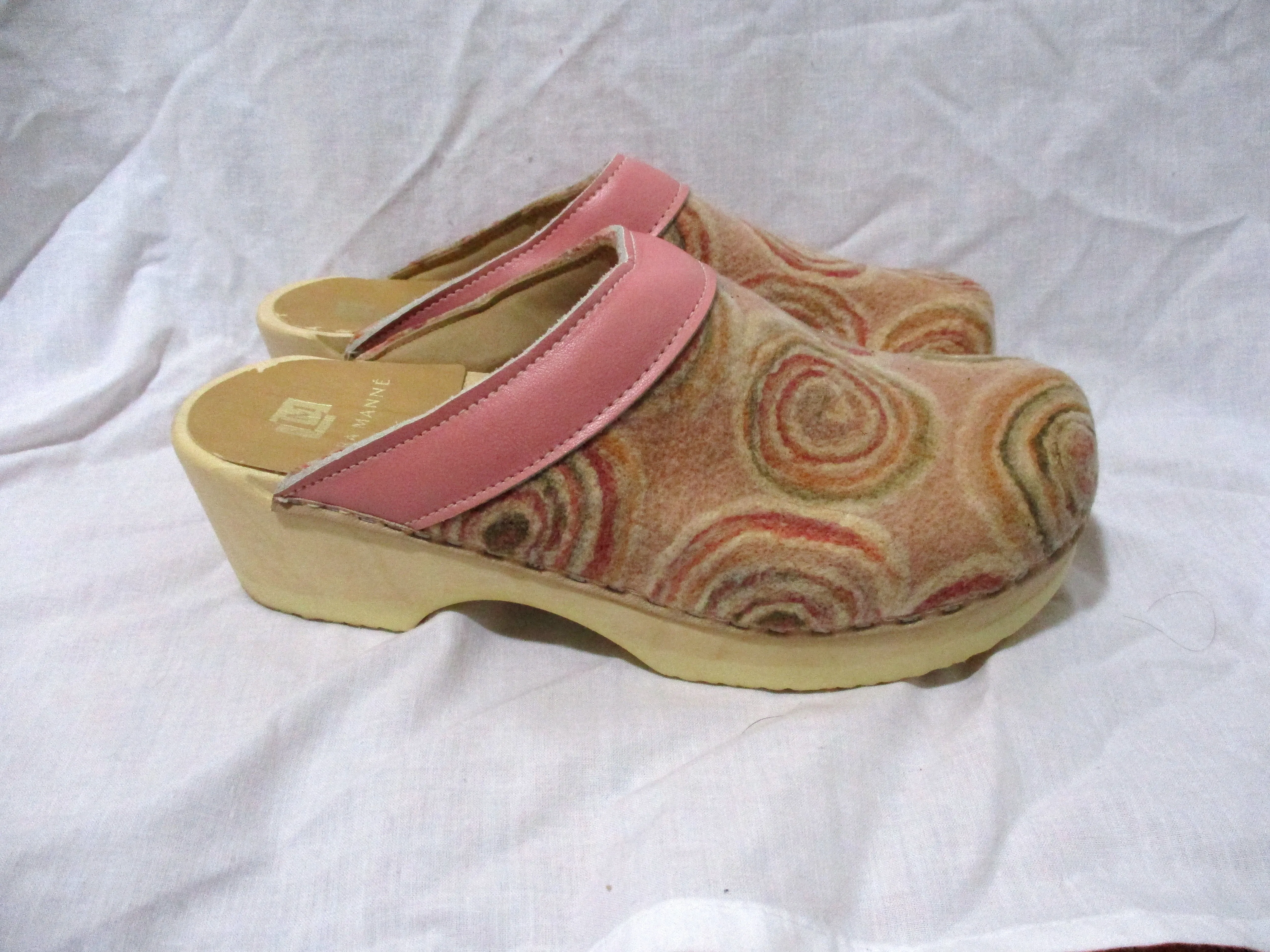 LIORA MANNE Leather Clog Shoe Slip-On Mule PINK SWIRL 37