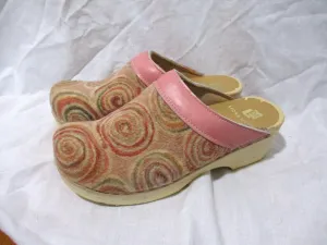 LIORA MANNE Leather Clog Shoe Slip-On Mule PINK SWIRL 37
