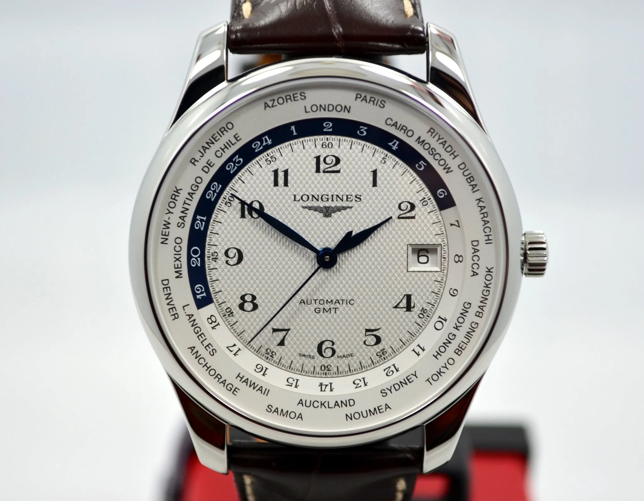 Longines Master Automatic GMT L2.802.4.70.3 Steel Leather Mens Watch