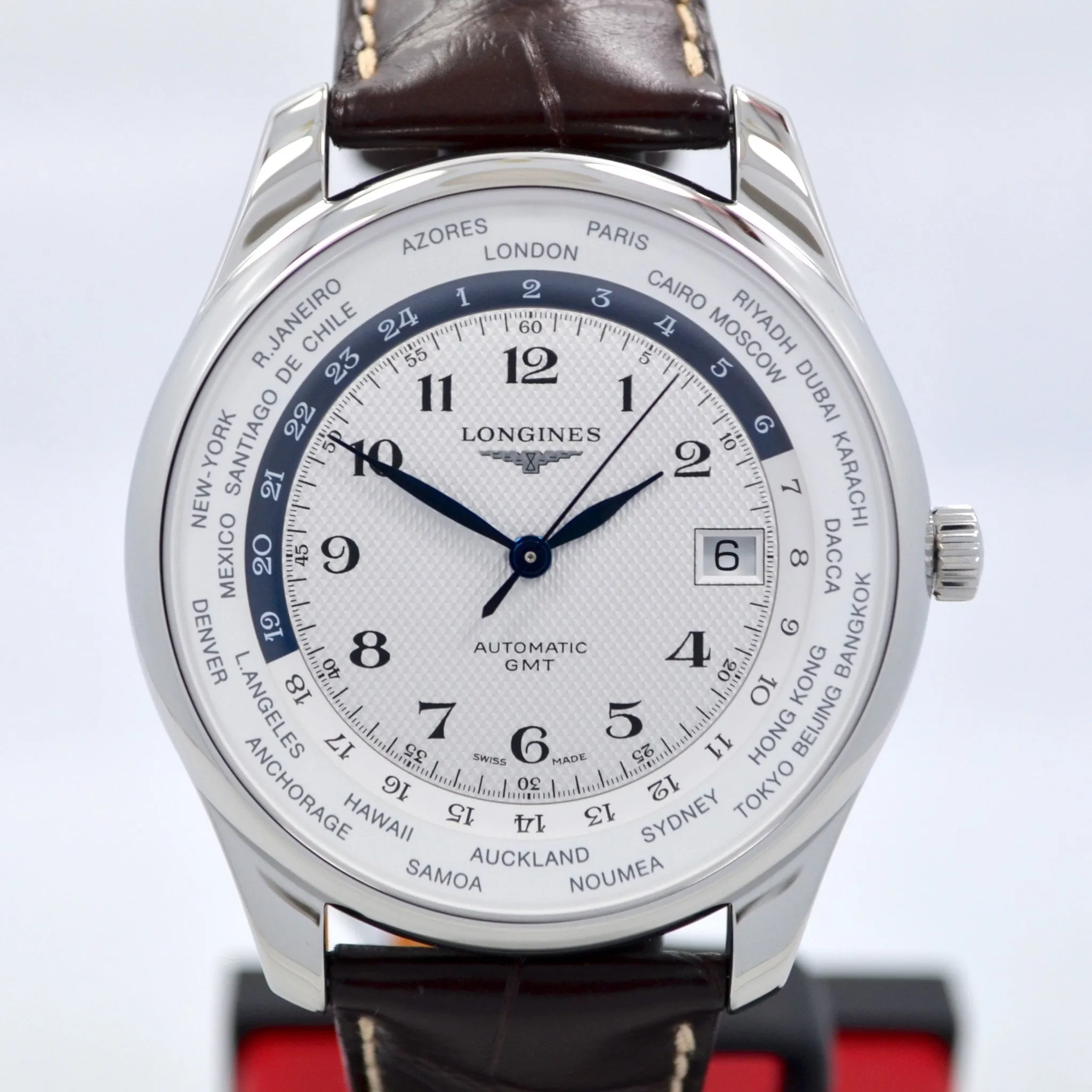 Longines Master Automatic GMT L2.802.4.70.3 Steel Leather Mens Watch