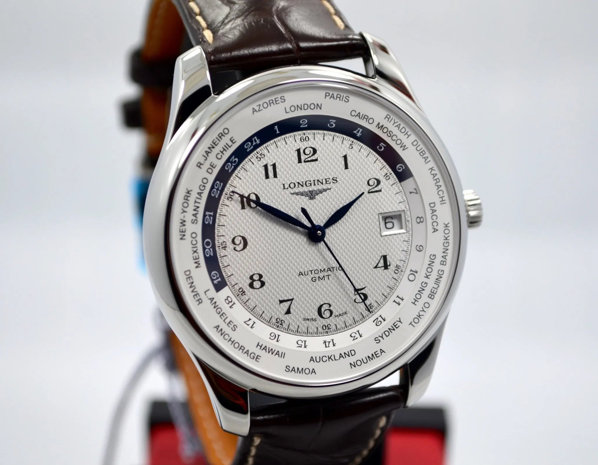 Longines Master Automatic GMT L2.802.4.70.3 Steel Leather Mens Watch