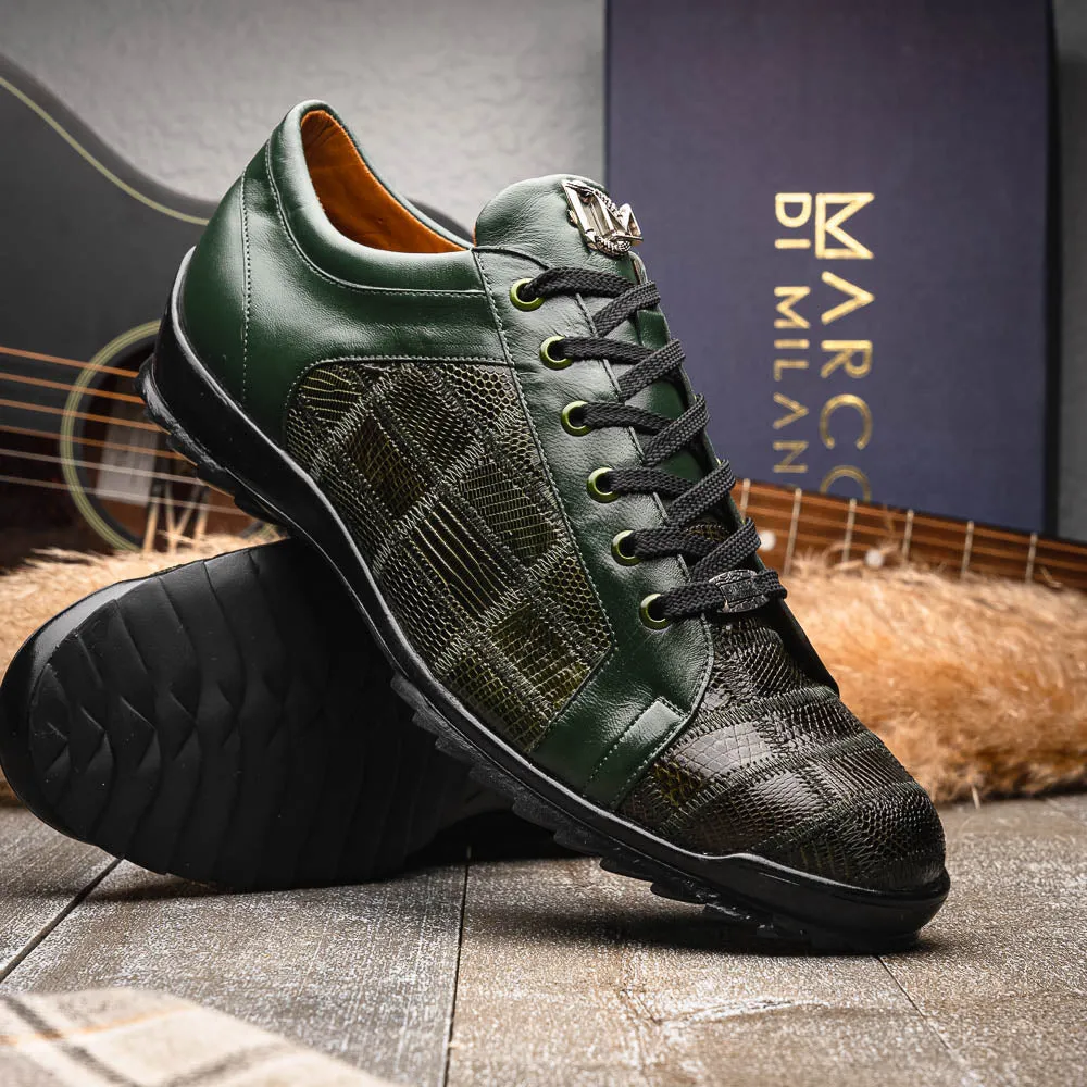 Marco Di Milano Bari in Green Lizard Sneakers