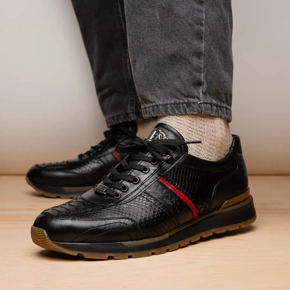 Marco Di Milano Brescia in Black Python & Calfskin Sneakers