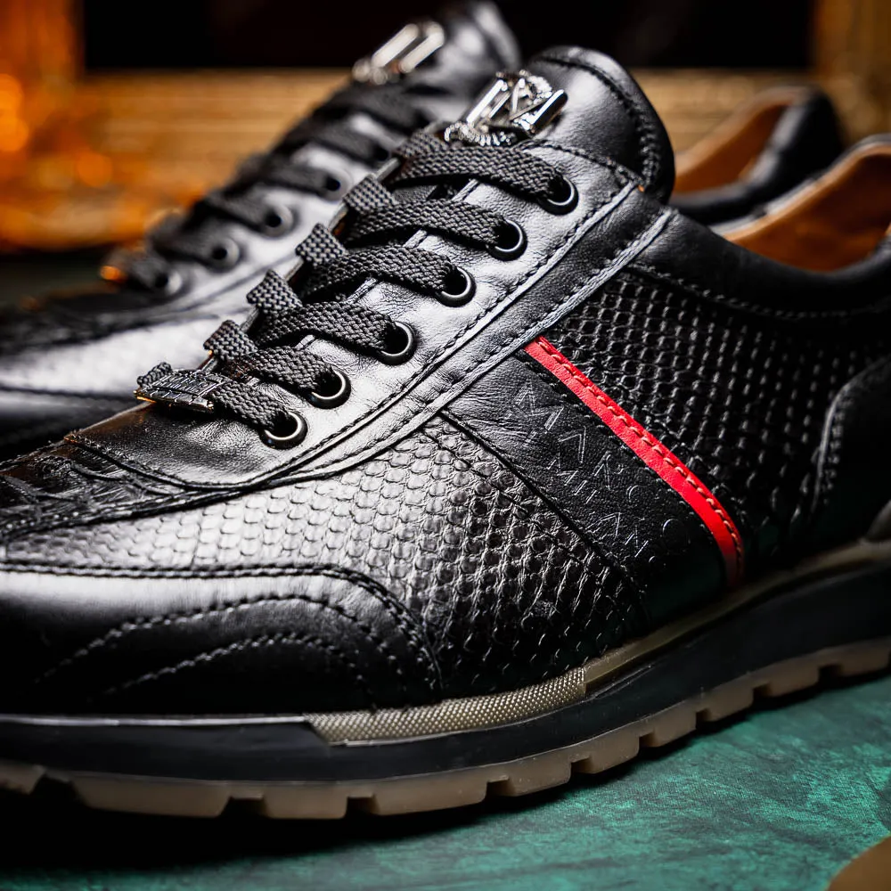 Marco Di Milano Brescia in Black Python & Calfskin Sneakers