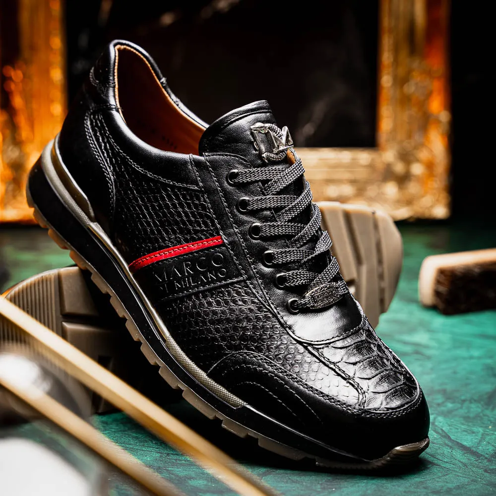 Marco Di Milano Brescia in Black Python & Calfskin Sneakers