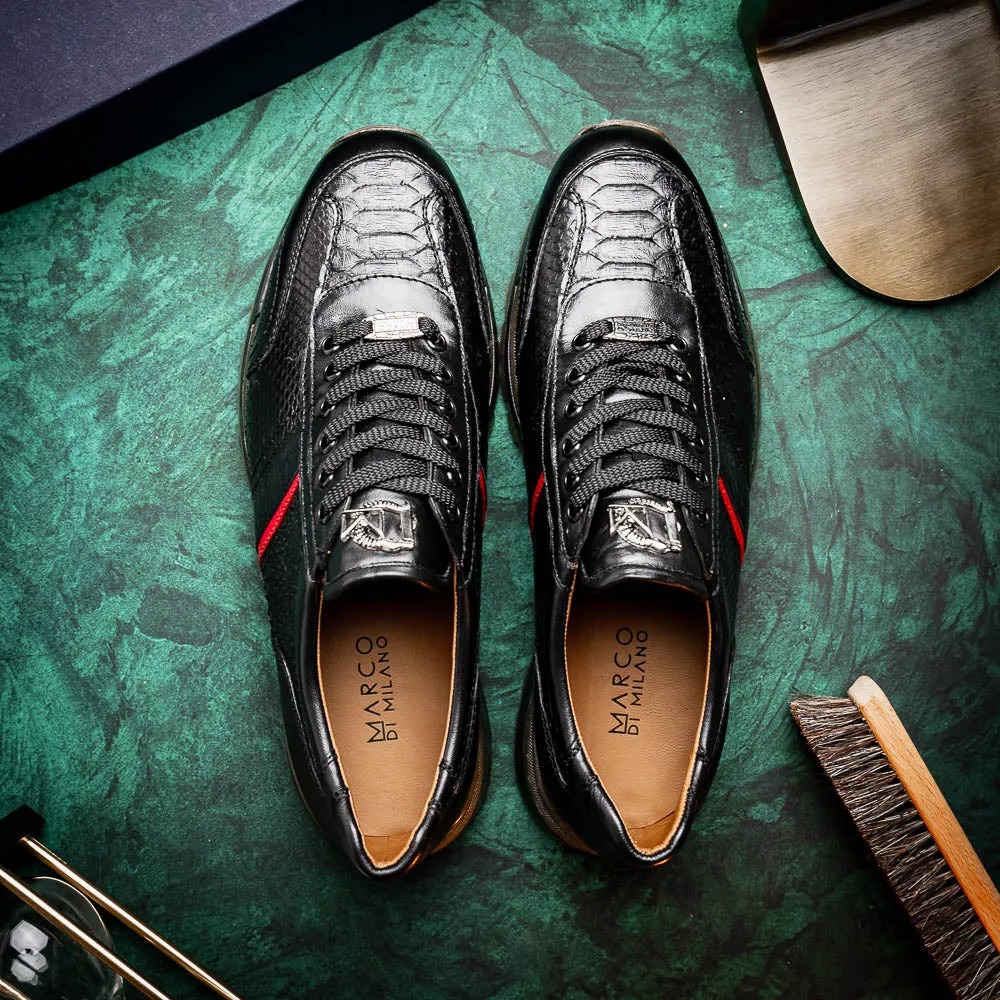 Marco Di Milano Brescia in Black Python & Calfskin Sneakers