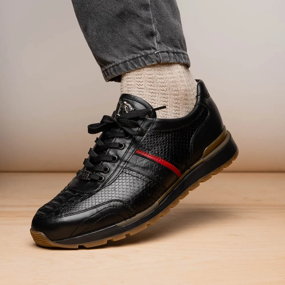 Marco Di Milano Brescia in Black Python & Calfskin Sneakers