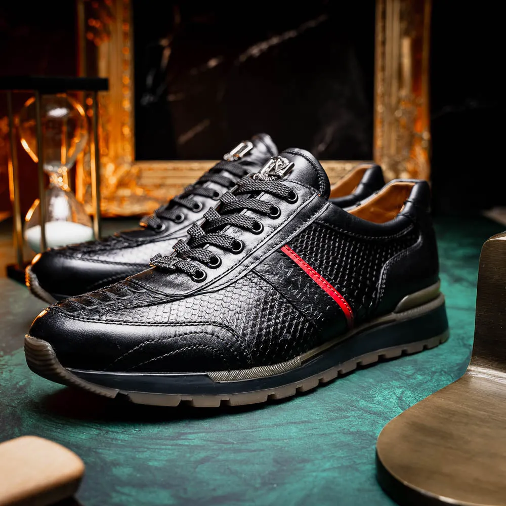Marco Di Milano Brescia in Black Python & Calfskin Sneakers