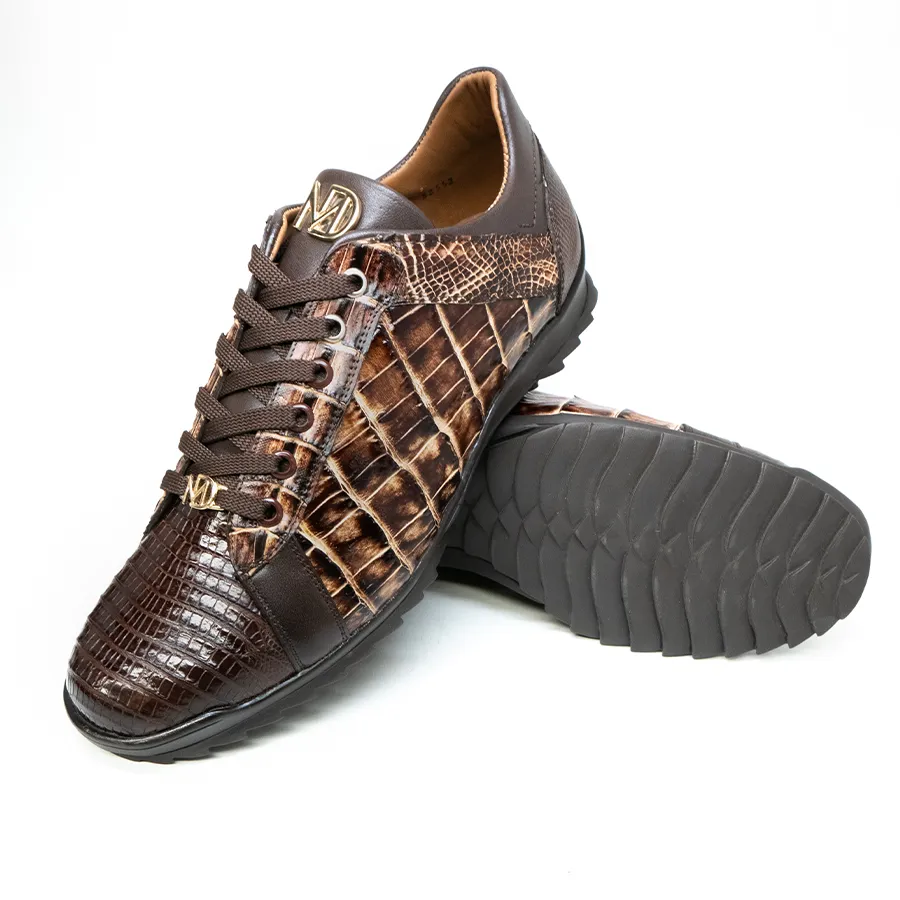 Marco Di Milano Corse Brown/Orix Teju Lizard & Caiman Crocodile Sneakers