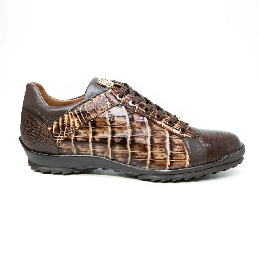 Marco Di Milano Corse Brown/Orix Teju Lizard & Caiman Crocodile Sneakers