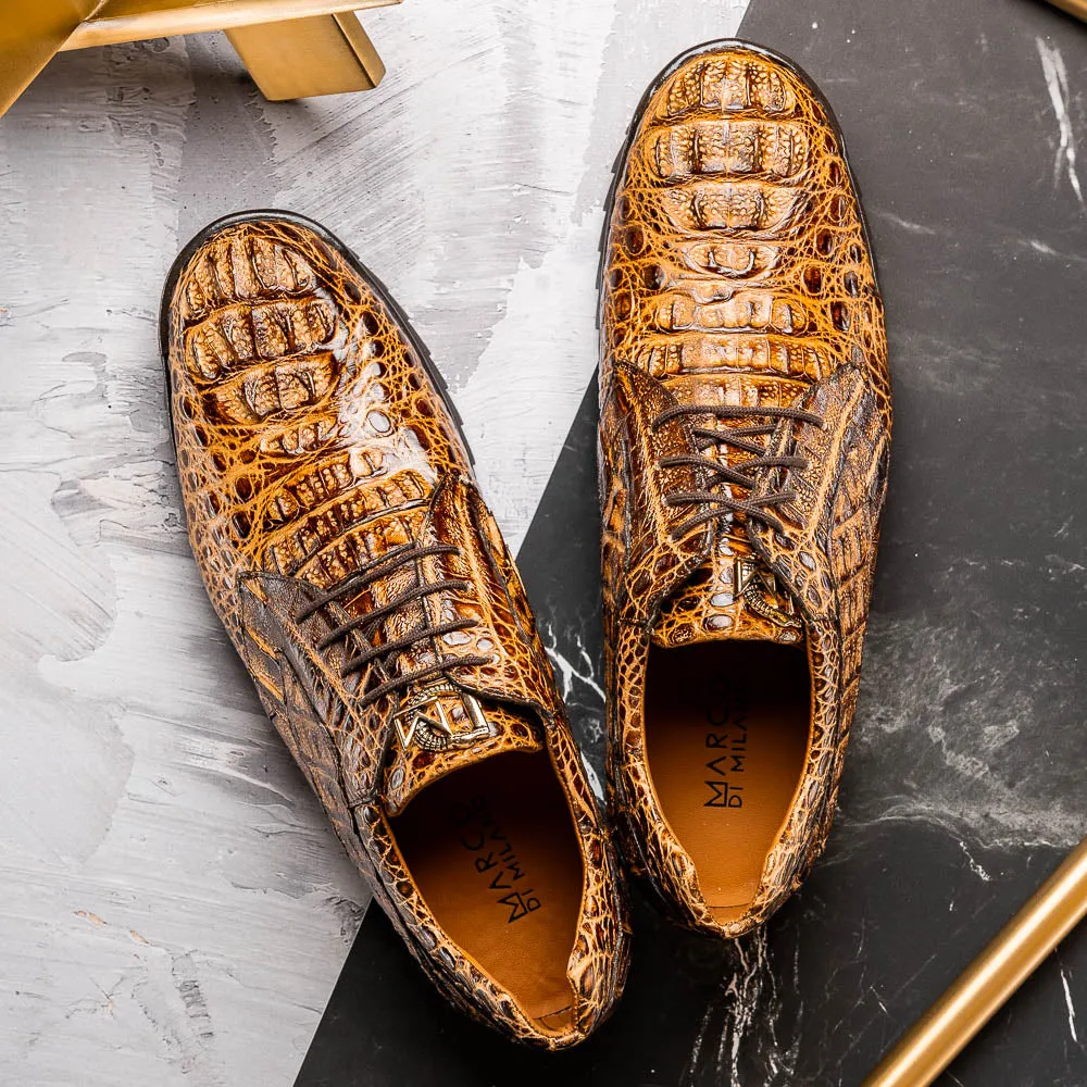 Marco Di Milano Kratos Orix Rustic Caiman Crocodile Sneakers