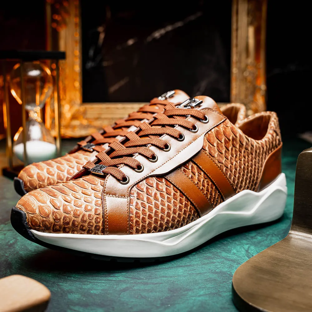 Marco Di Milano Verona in Honey Python Calfskin Sneakers