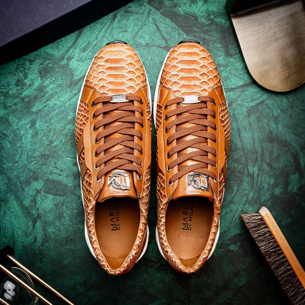 Marco Di Milano Verona in Honey Python Calfskin Sneakers
