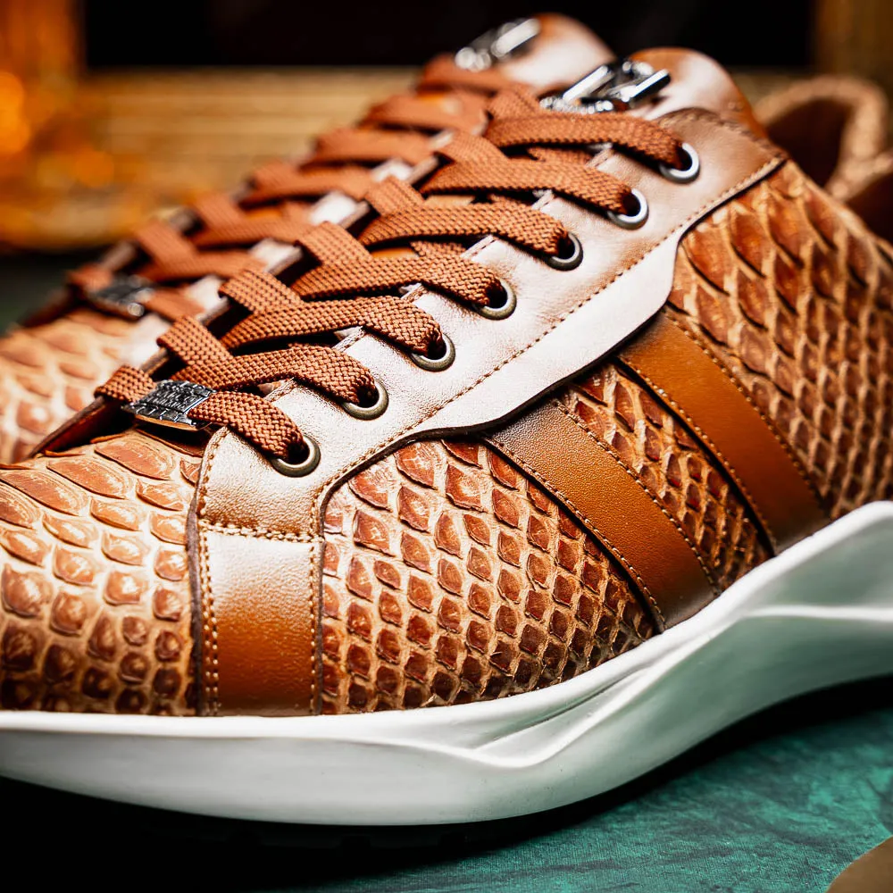 Marco Di Milano Verona in Honey Python Calfskin Sneakers