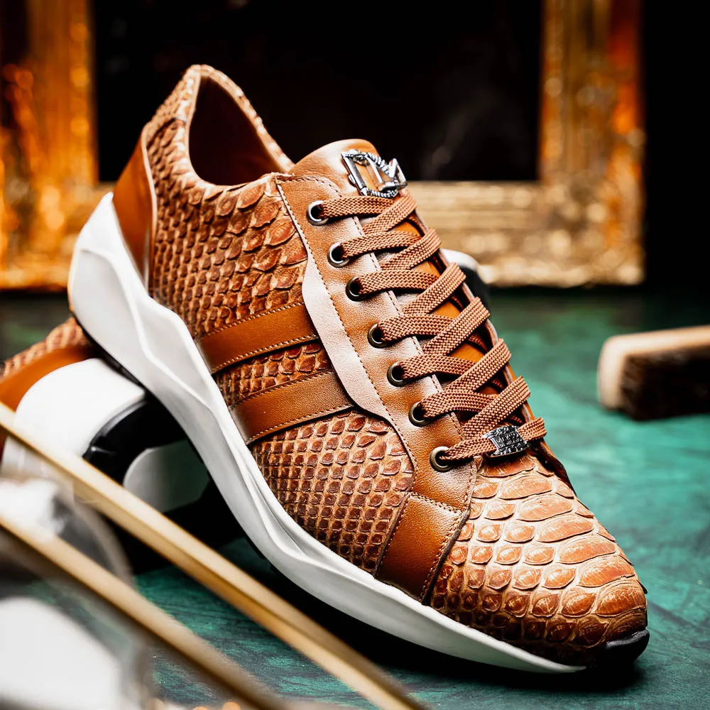 Marco Di Milano Verona in Honey Python Calfskin Sneakers