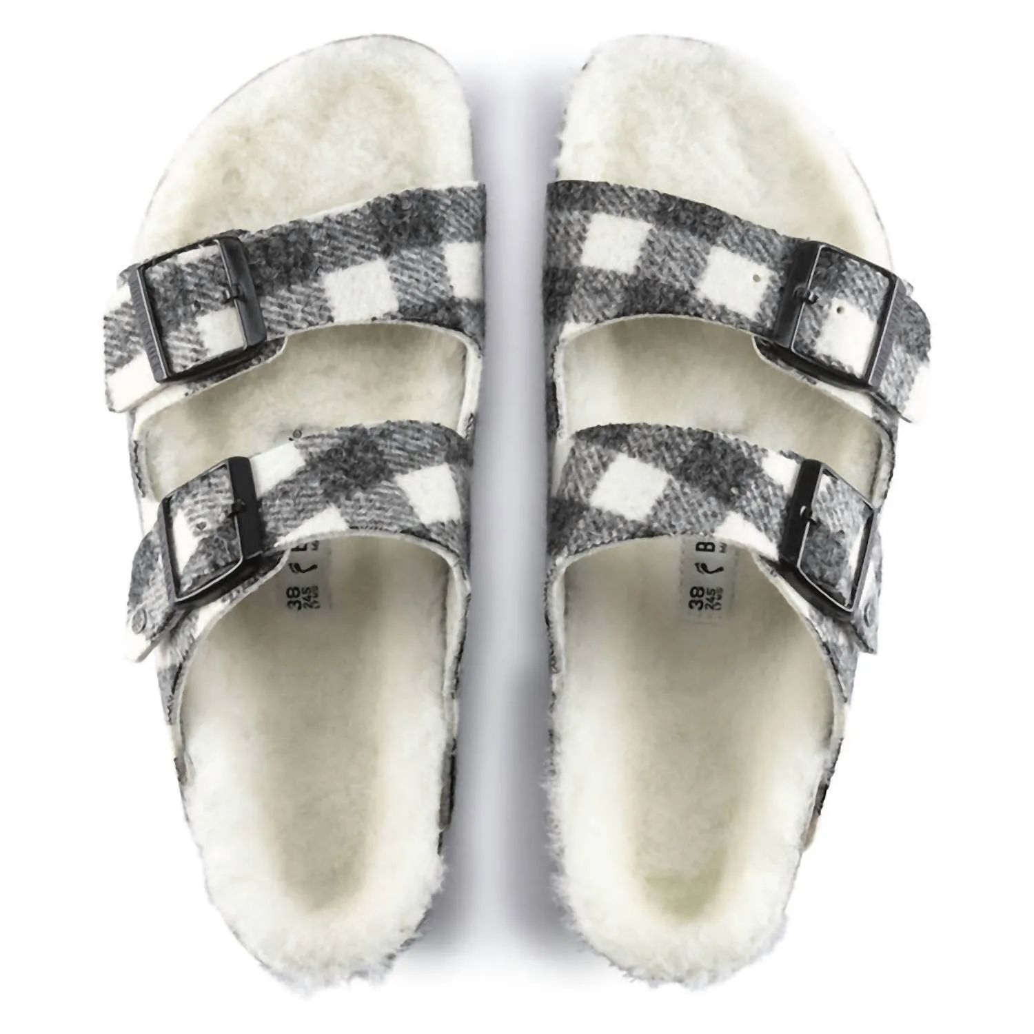 Men's Arizona Wool Shearling Sandal In Plaid White/natural