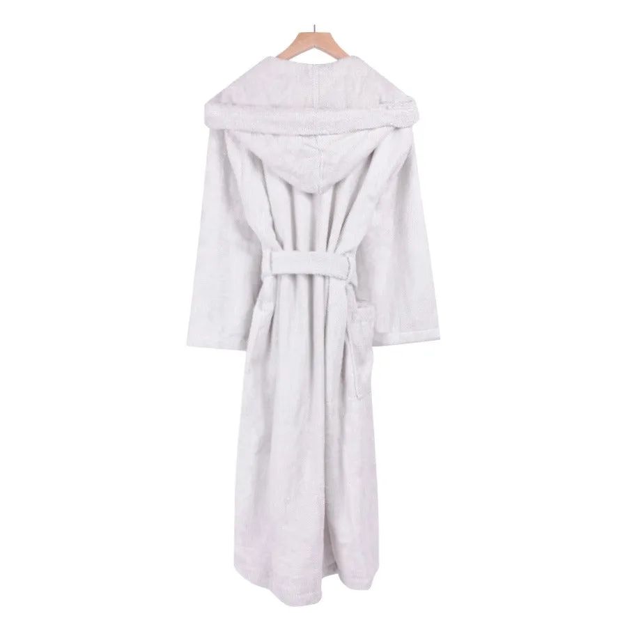 Men's Hooded Nua Cotton Dressing Gown - Pale Grey