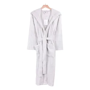 Men's Hooded Nua Cotton Dressing Gown - Pale Grey