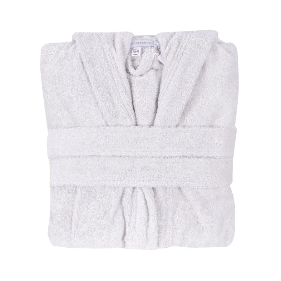Men's Hooded Nua Cotton Dressing Gown - Pale Grey