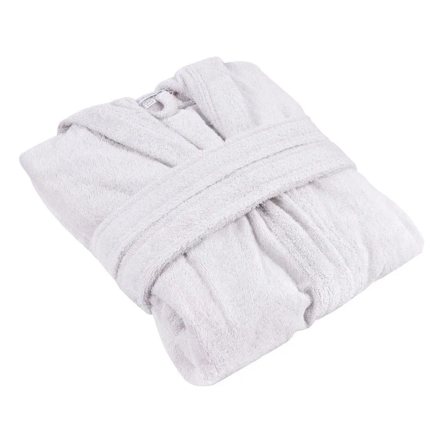 Men's Hooded Nua Cotton Dressing Gown - Pale Grey