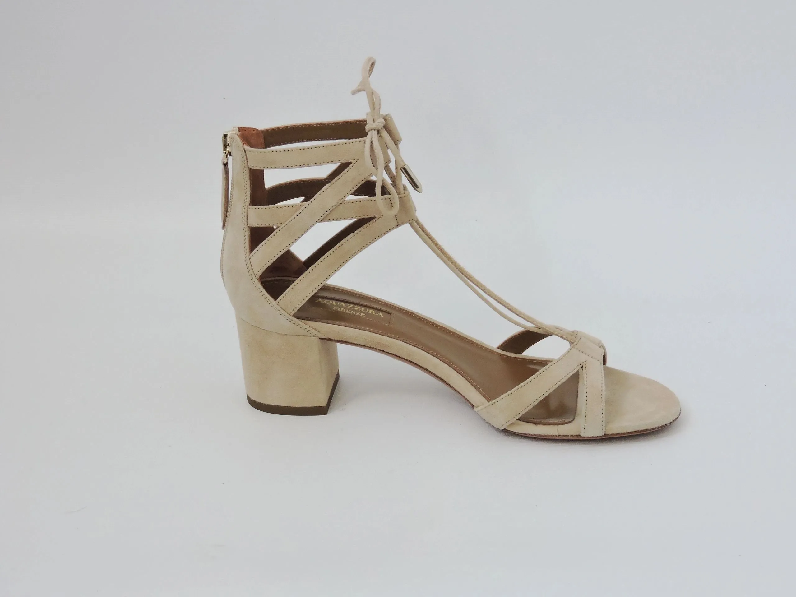 NEW Aquazzura Suede Sandals Size 37.5 It (7.5 Us)