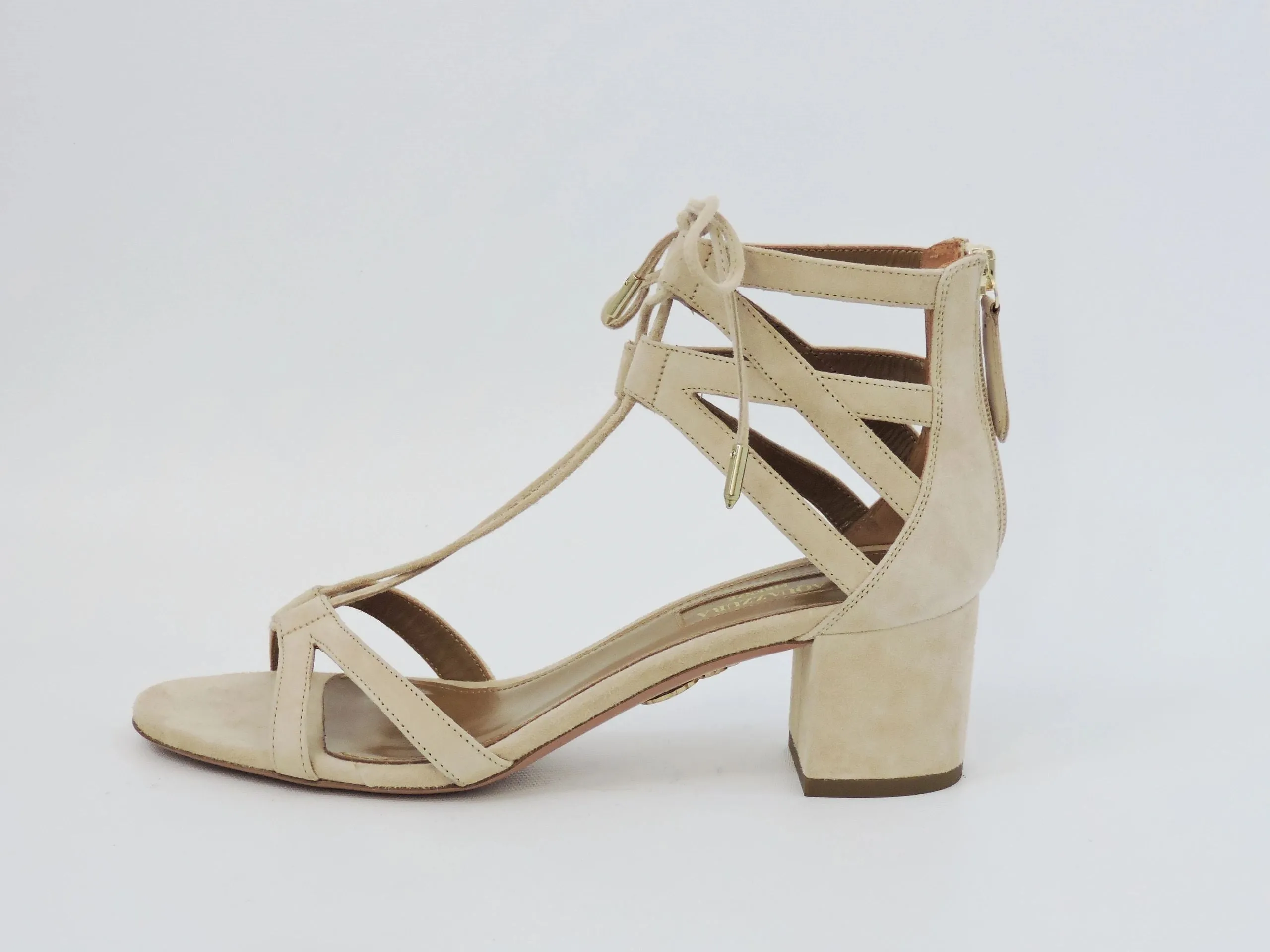 NEW Aquazzura Suede Sandals Size 37.5 It (7.5 Us)