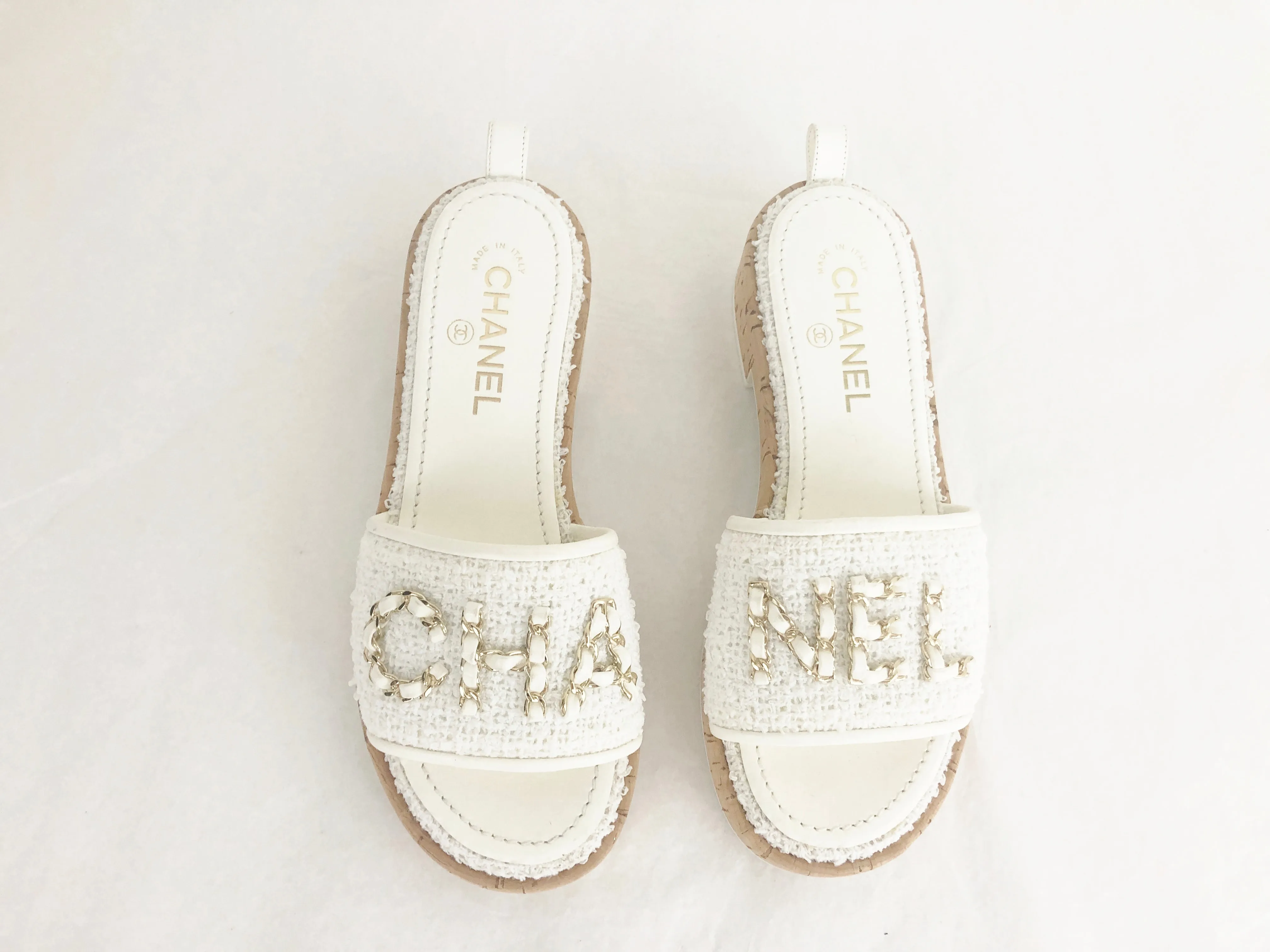 NEW Chanel Tweed Mules Size 7.5