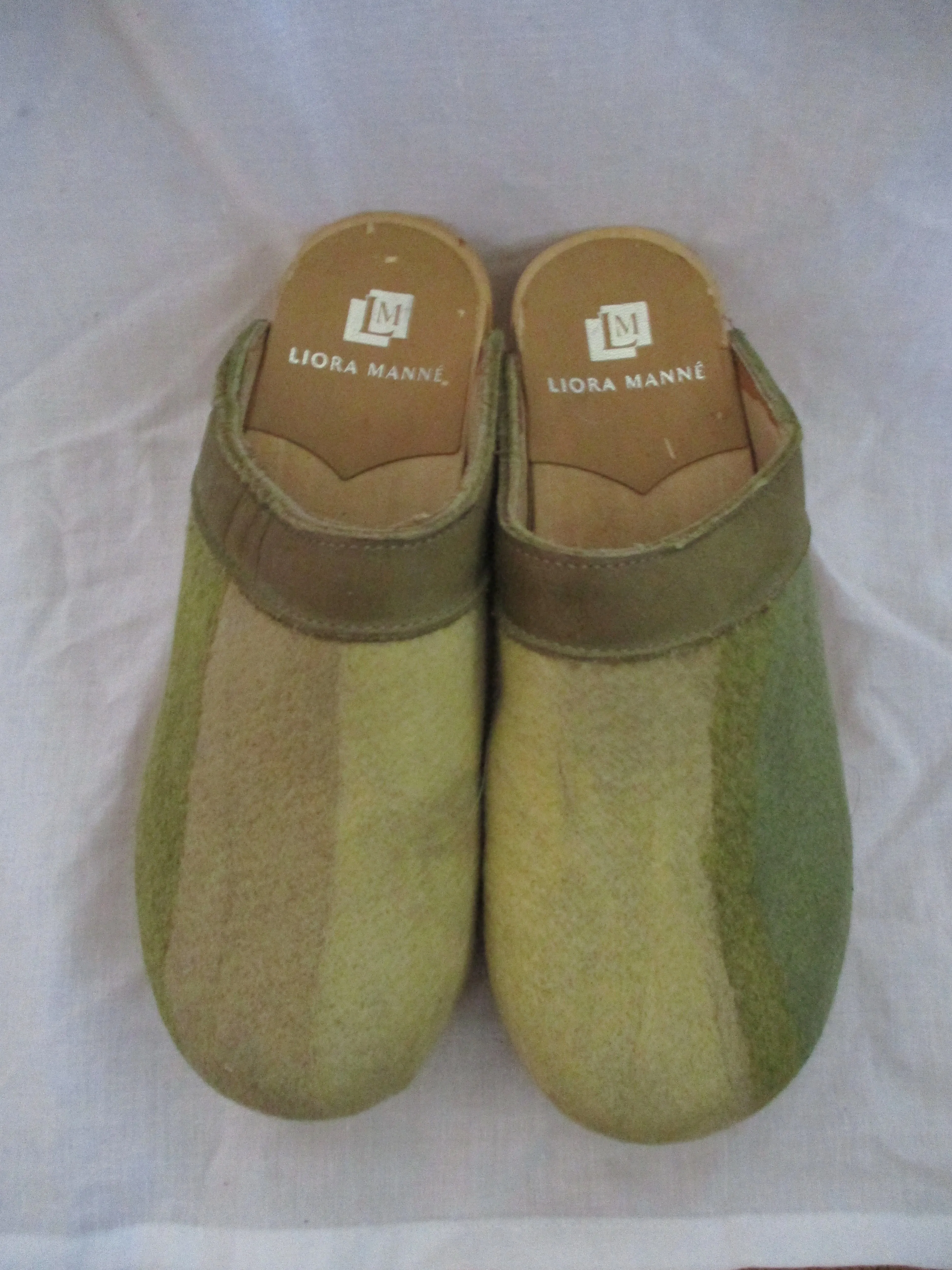 NEW LIORA MANNE Leather Clog Shoe Slip-On Mule BEIGE STRIPE 36