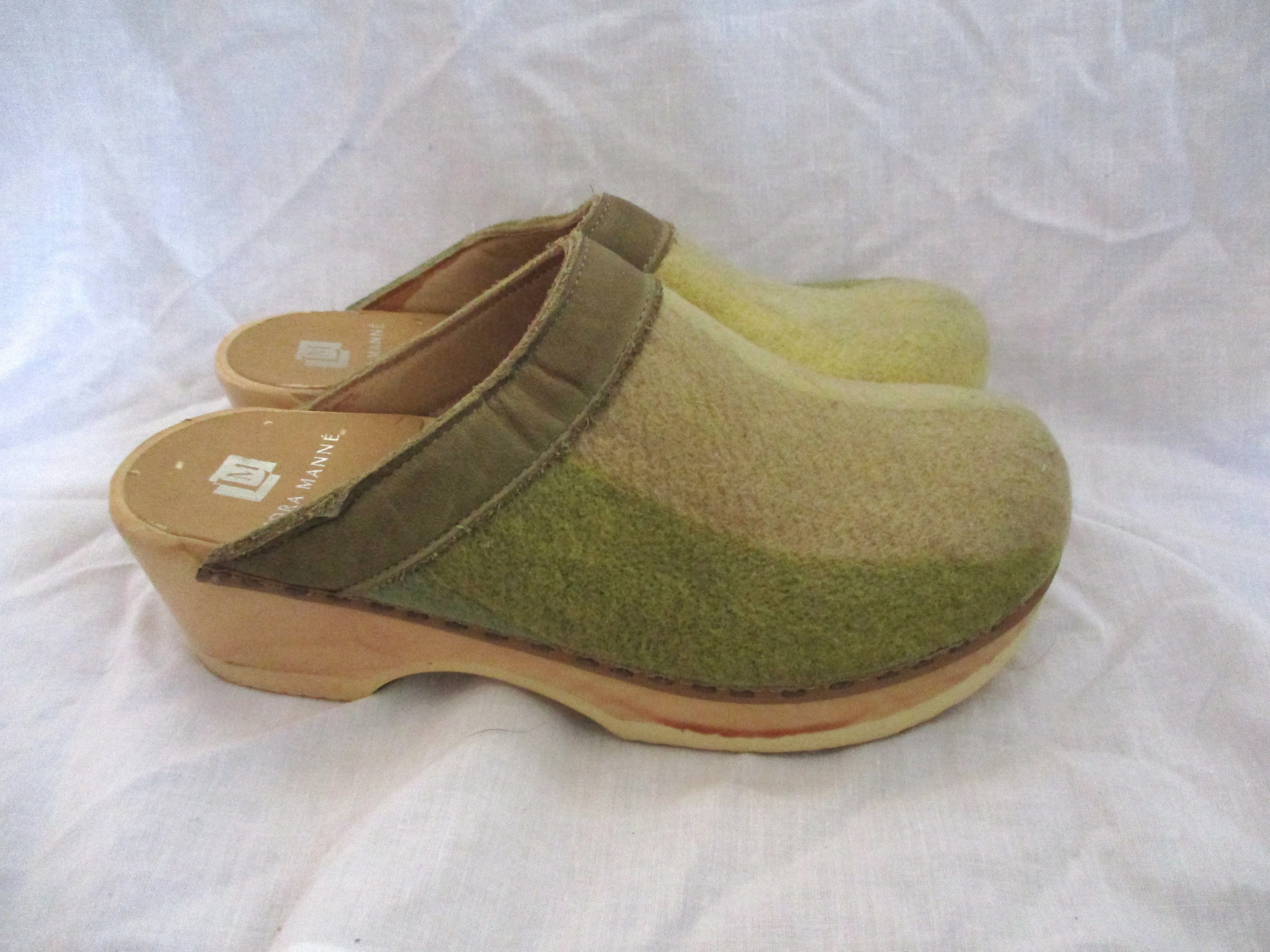 NEW LIORA MANNE Leather Clog Shoe Slip-On Mule BEIGE STRIPE 36