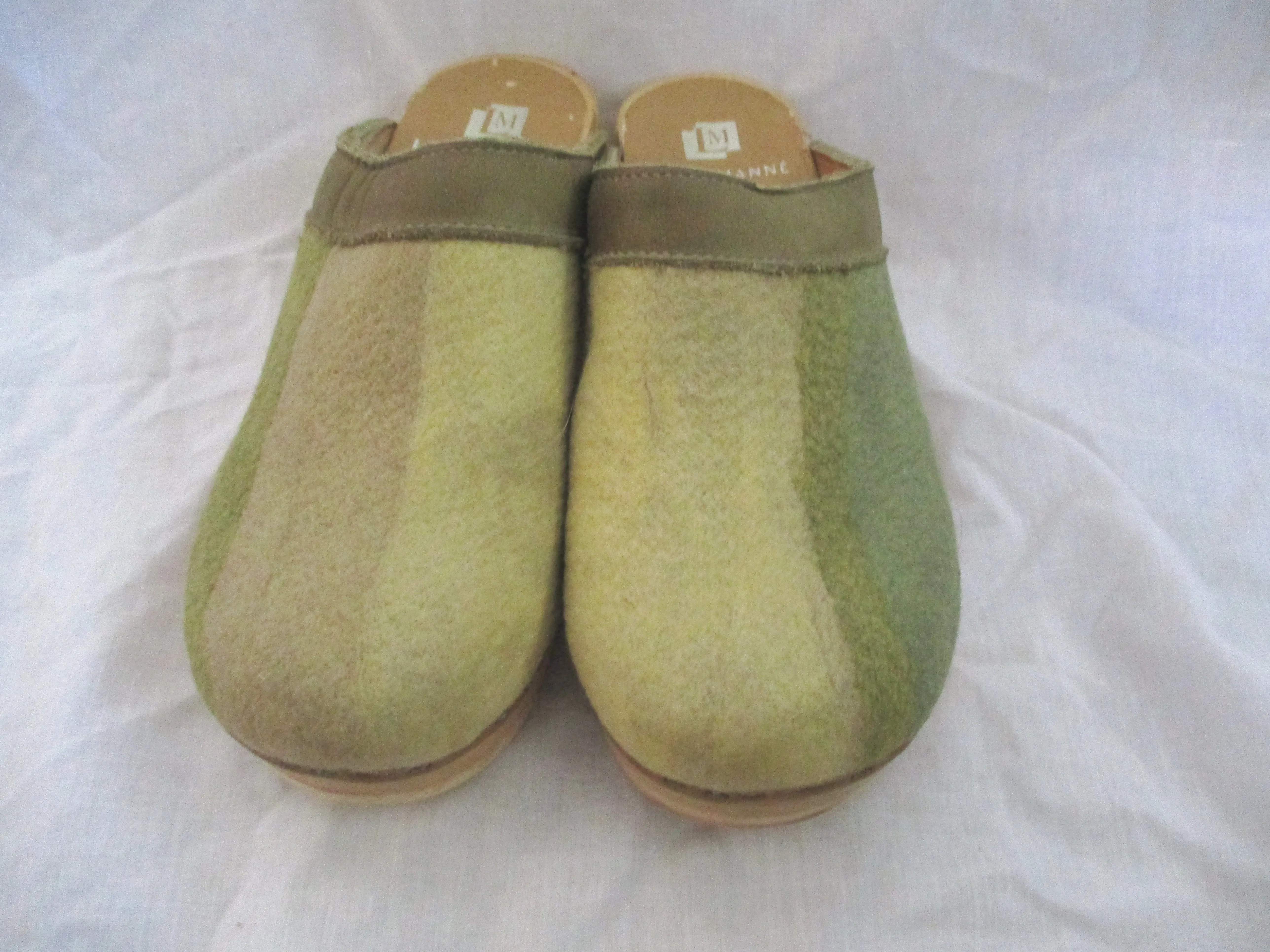 NEW LIORA MANNE Leather Clog Shoe Slip-On Mule BEIGE STRIPE 36